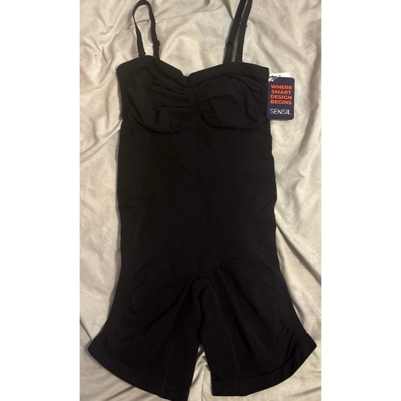NEW Sensil Plus Black Shaper Slimming Tummy/Thigh/Butt Shapewear Bodysuit XXL‎ - Picture 1 of 6